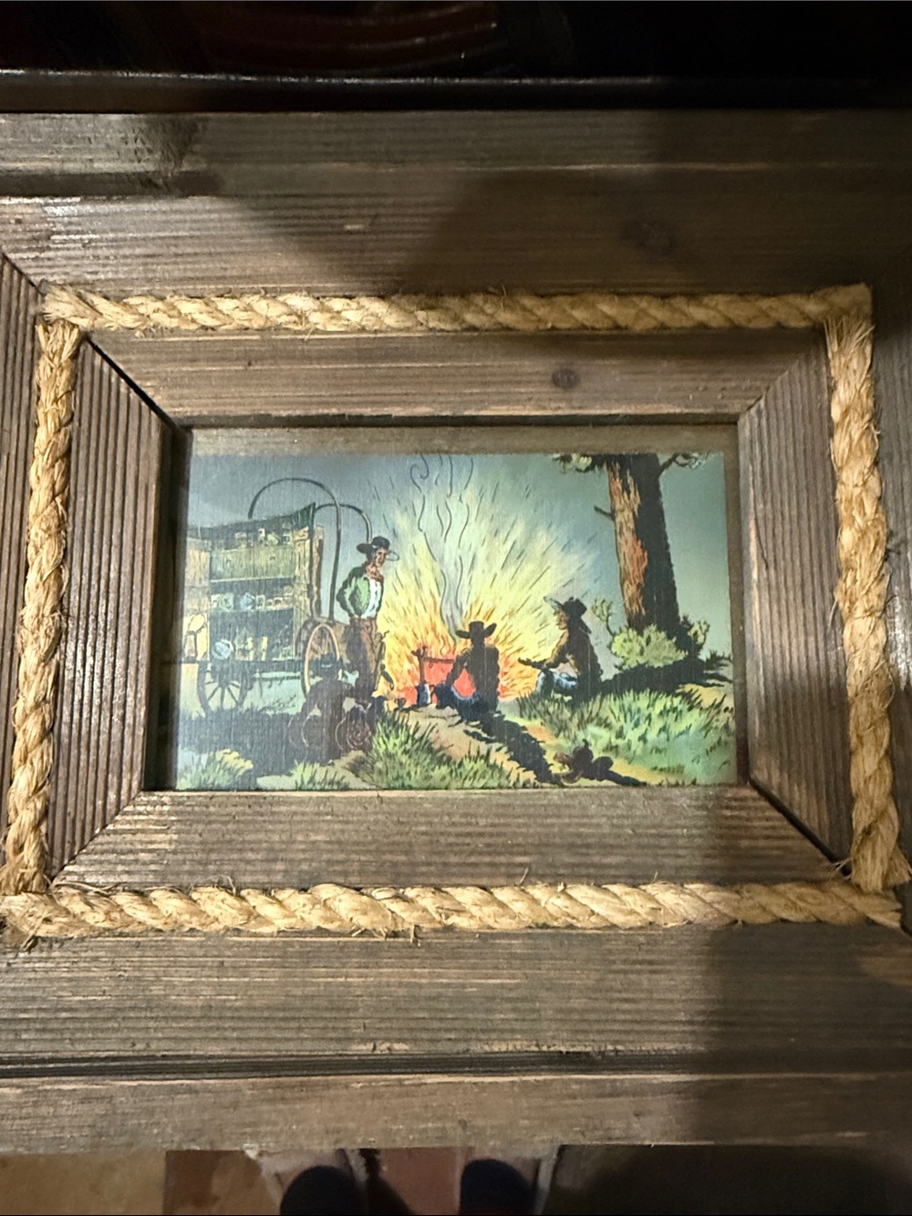 Vintage Western Campfire Illustration Framed Wall Art - Time out